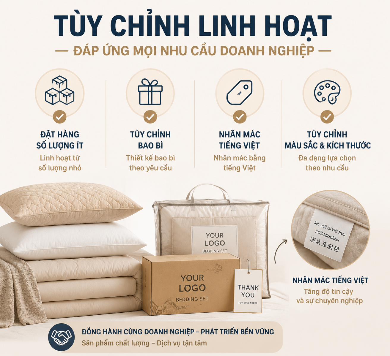 Sản xuất trực tiếp chăn ga gối đệm tại nhà máy Yinbo